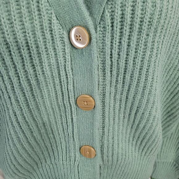 Scotch & Soda Mint Green Fuzzy Cardigan Wool Large - Picture 5 of 6